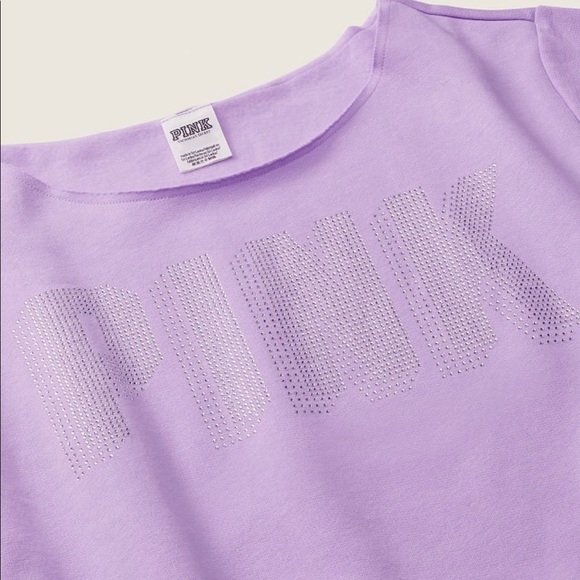 XXL NEW VICTORIA’S SECRET PINK GEMSTONE OFF SHOULDER SWEATSHIRT - Picture 3 of 6